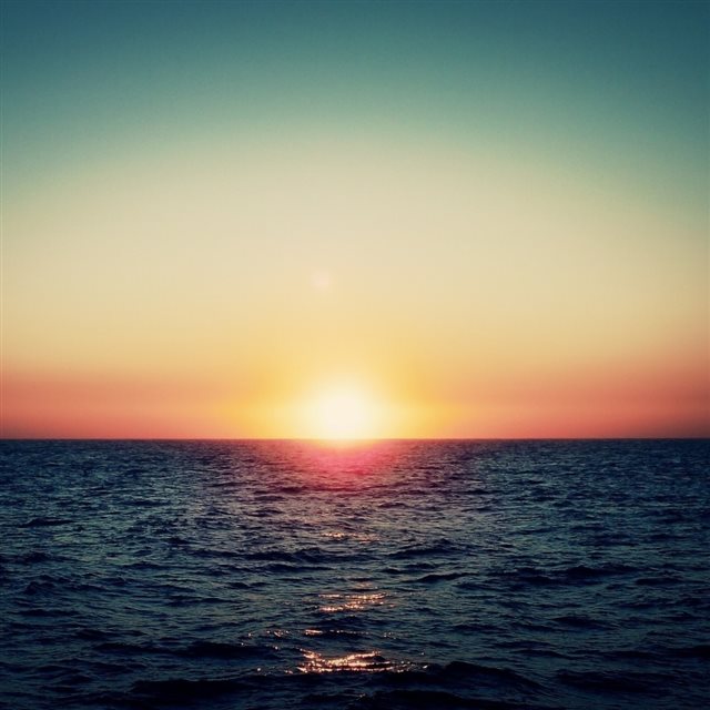 Sea Waves Sunset iPad wallpaper 