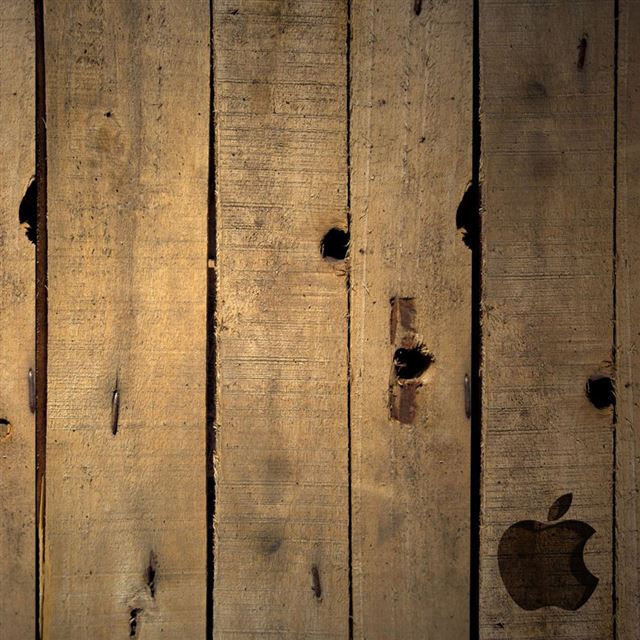 Wood and apple logo iPad wallpaper 