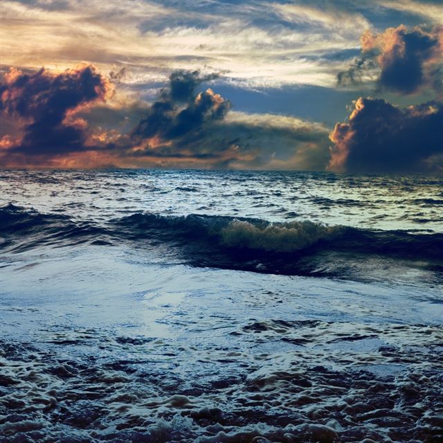Sea Waves Landscape iPad wallpaper 