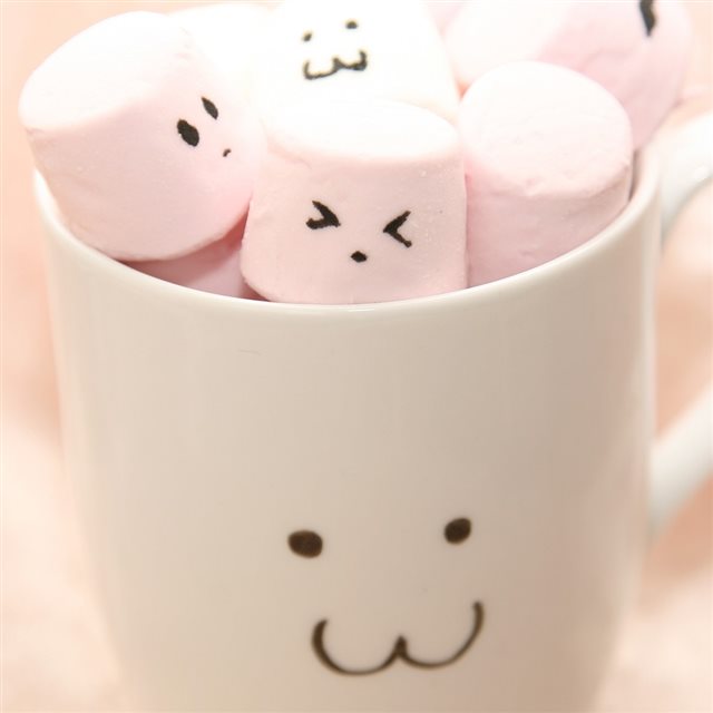 Cute Pink Marshmallow In Cup iPad wallpaper 