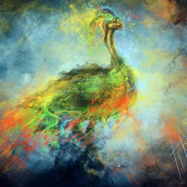 Peacock Art Painting iPad wallpaper 