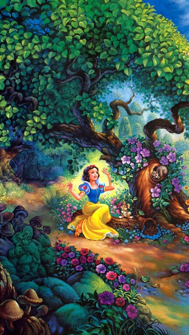  Snow White Fairy Forest Trees House iPhone 8 wallpaper 