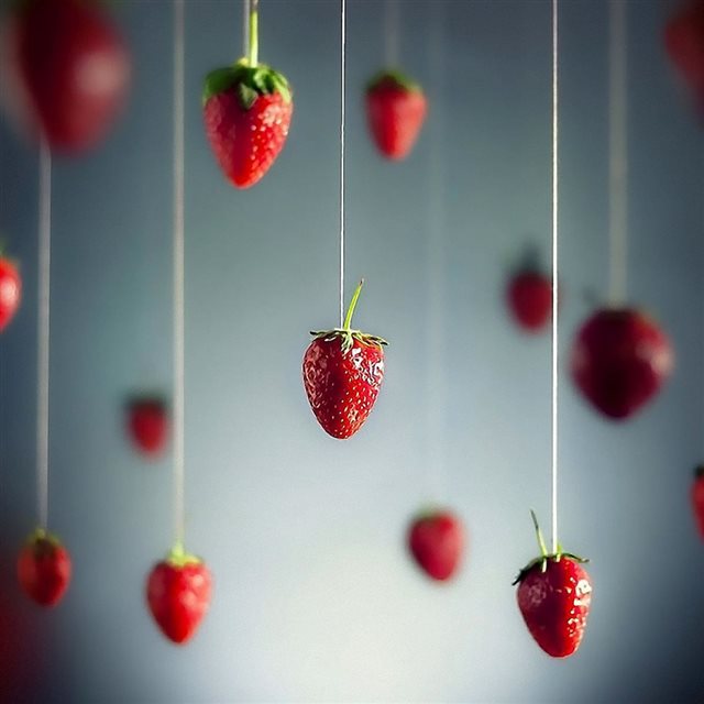 Hanging Strawberries Art iPad wallpaper 