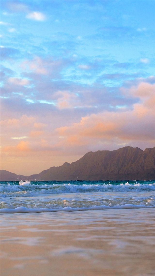 Mountains Background Beach Waves iPhone 8 wallpaper 
