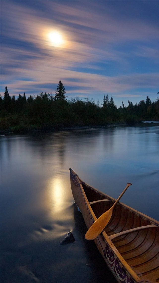 River Boat Sunset Silky Water iPhone 8 wallpaper 