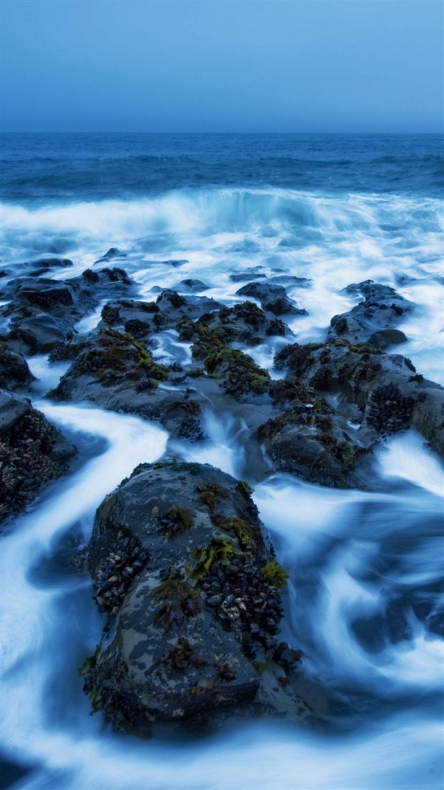 Sea Rocks Covered In Mist iPhone 8 wallpaper 