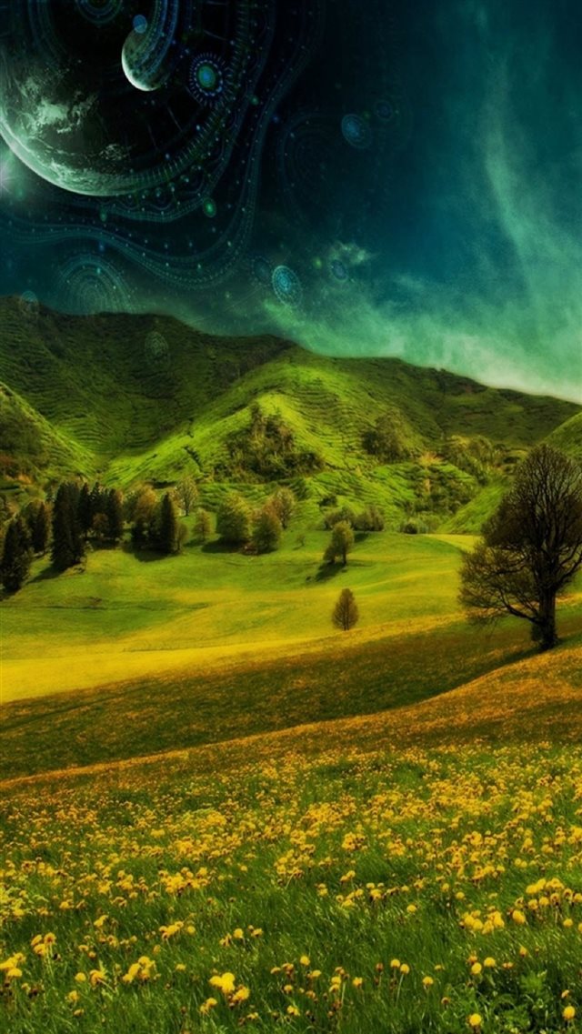 Nature Hill Grassland Landscape iPhone 8 wallpaper 