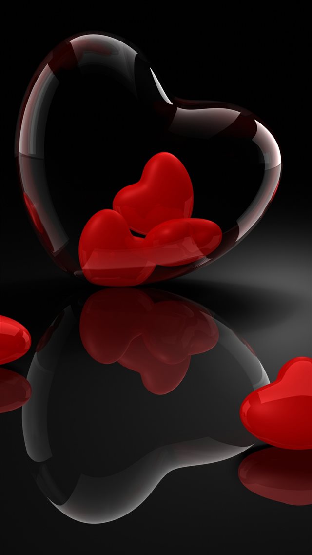 Heart Glass 3d Reflection iPhone 8 wallpaper 
