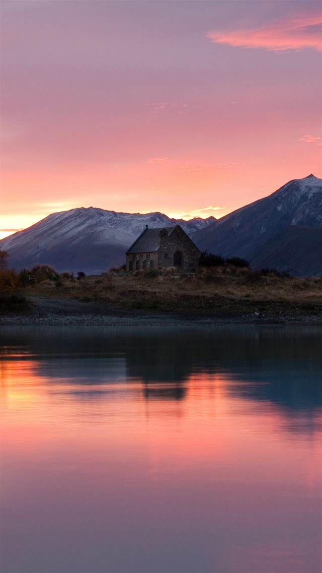 New Zealand Sunrise Lake Mountains iPhone 8 wallpaper 