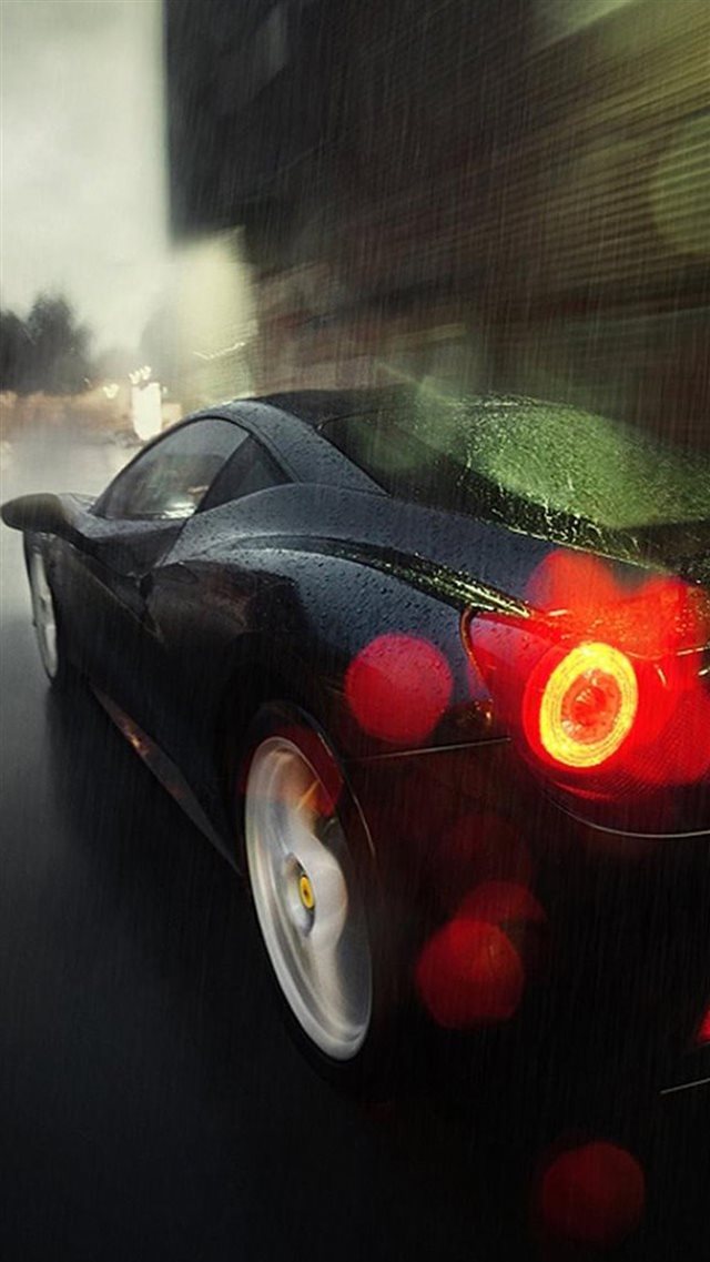 Running Car In Rain Silhouette iPhone 8 wallpaper 