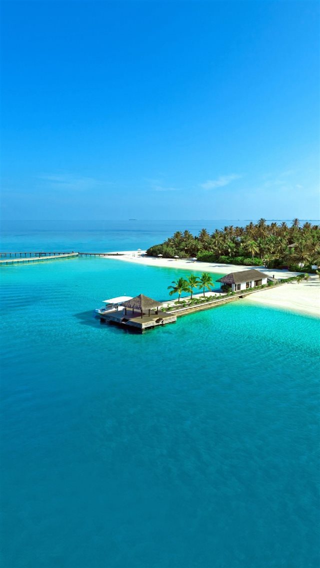 Maldives Resort Light Blue Sea Island iPhone 8 wallpaper 