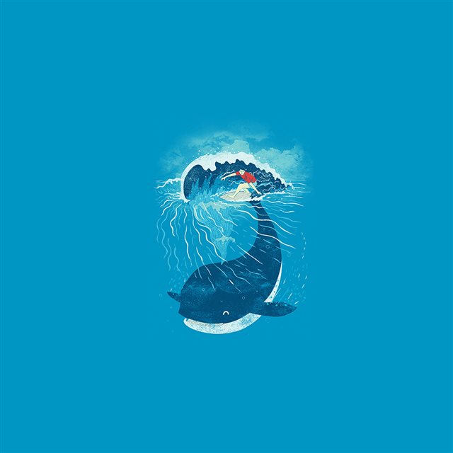 Whale Wave Animal Illust Art Sea iPad wallpaper 