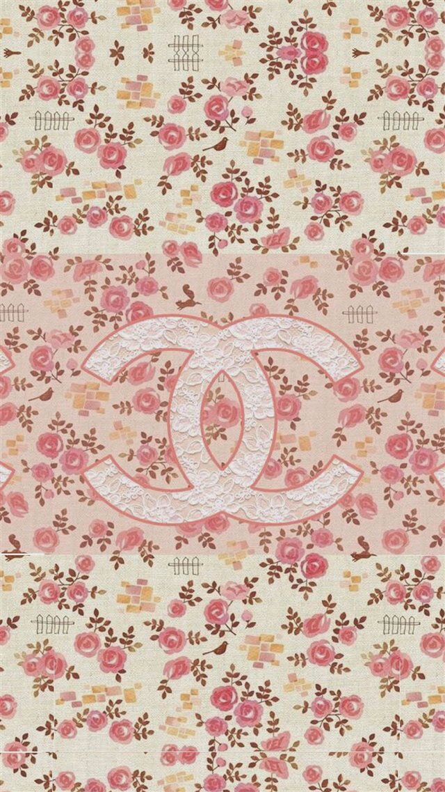 Coco Chanel Flowers Pattern Logo iPhone 8 wallpaper 