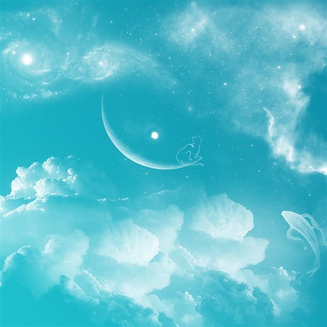 Fantasy Dreamy Cloudy Moon Space iPad wallpaper 