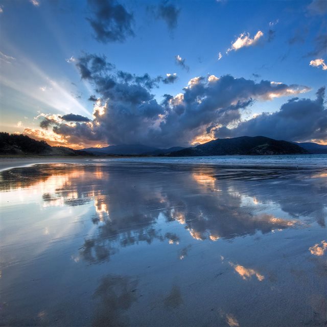 Nature Splendid Lake Clouds Reflection iPad wallpaper 