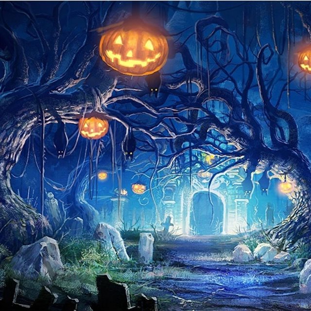 Halloween Mystery Night Landscape iPad wallpaper 