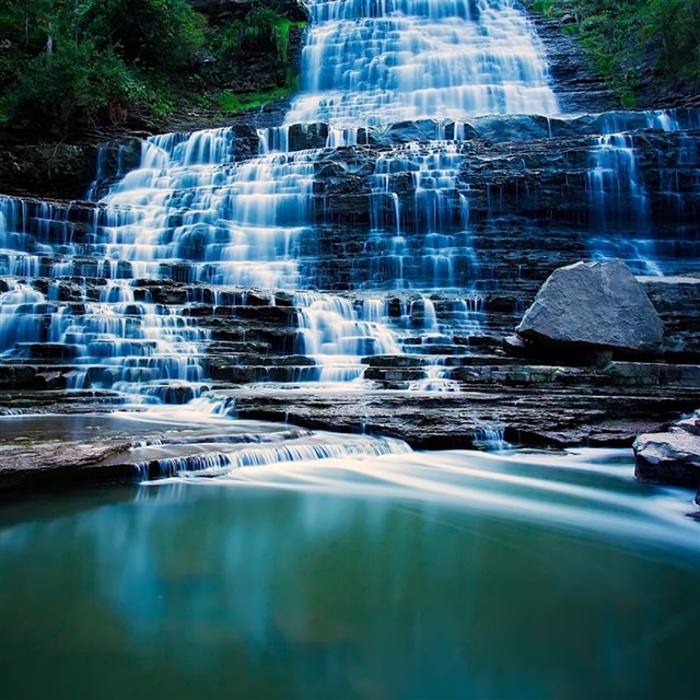Nature Mystical Waterfall Scene iPad wallpaper 