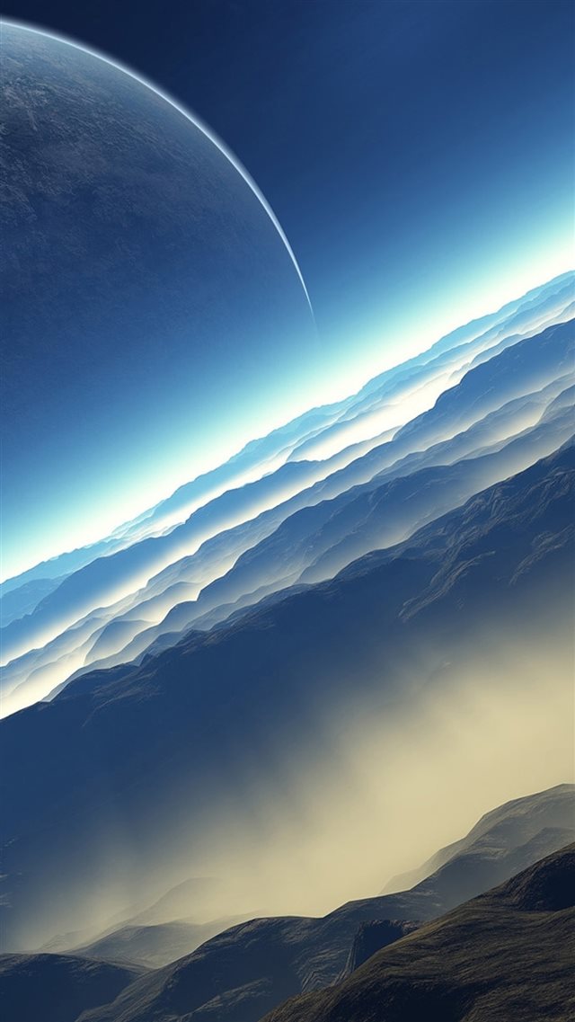 Blue Space Landscape iPhone 8 wallpaper 
