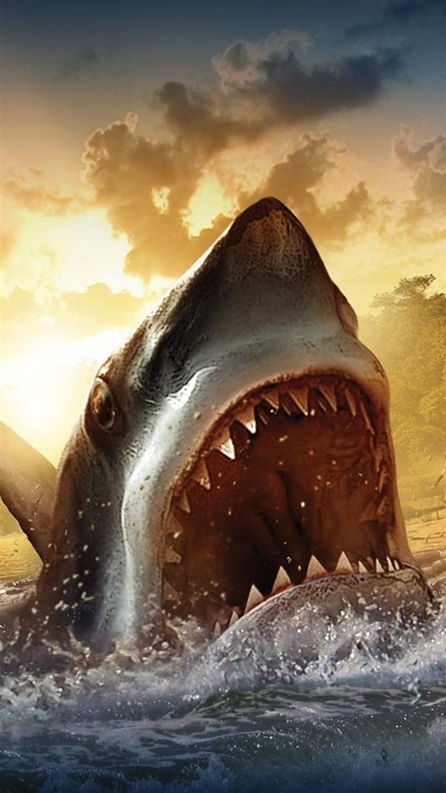 Ocean Shark Sharp Mouth Painting iPhone 8 wallpaper 