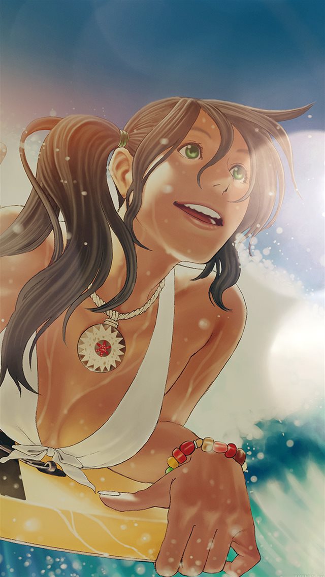 Surfing Girl Anime Flare Illust Art Sea Sports iPhone 8 wallpaper 