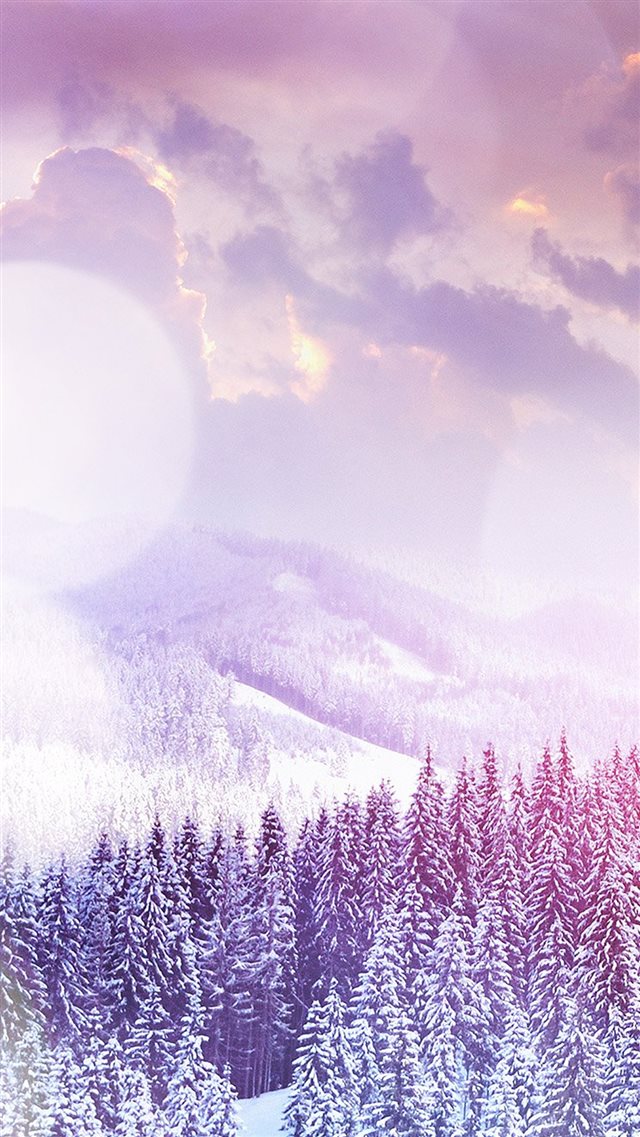 Winter Flare White Snowy Mountains Landscape iPhone 8 wallpaper 