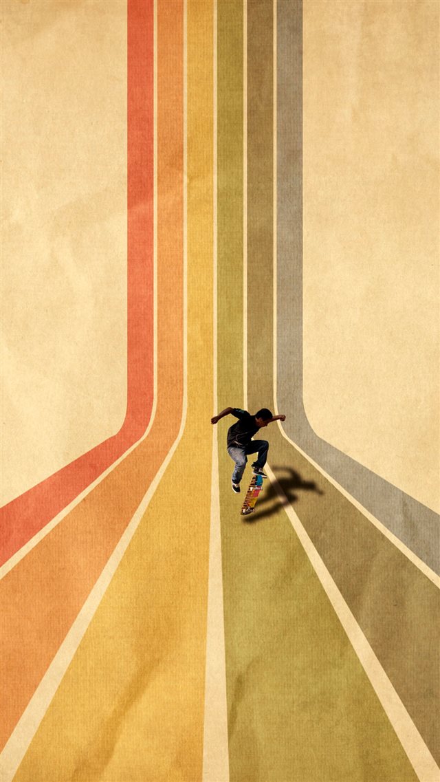 Vintage Skateboard On Colorful Stipe Runway iPhone 8 wallpaper 