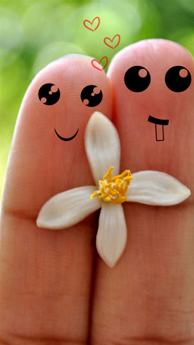 Cute Love Cartoon Couple Fingers iPhone 8 wallpaper 