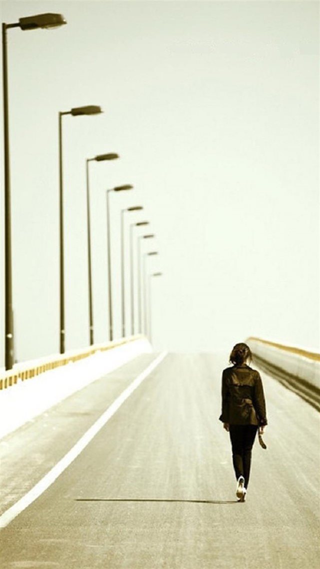 Lonely Walking Long Road Art iPhone 8 wallpaper 