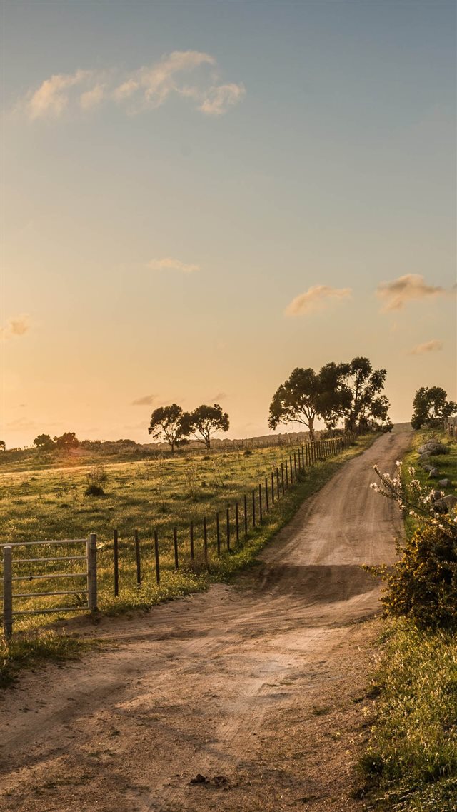 Nature Country Fence Road View iPhone 8 wallpaper 