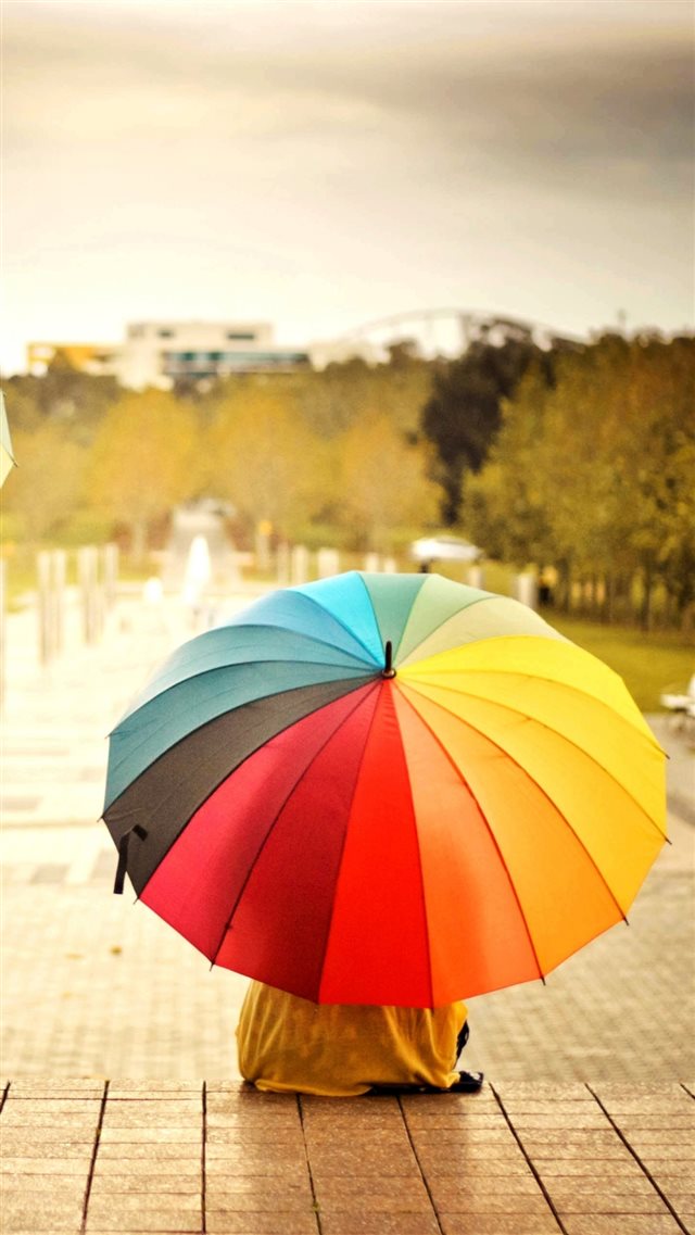 Colorful Umbrellas Kids Rainbow Weather Mood iPhone 8 wallpaper 