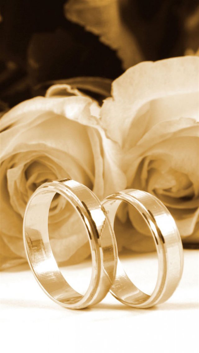 Pure Retro White Rose Ring Couple iPhone 8 wallpaper 