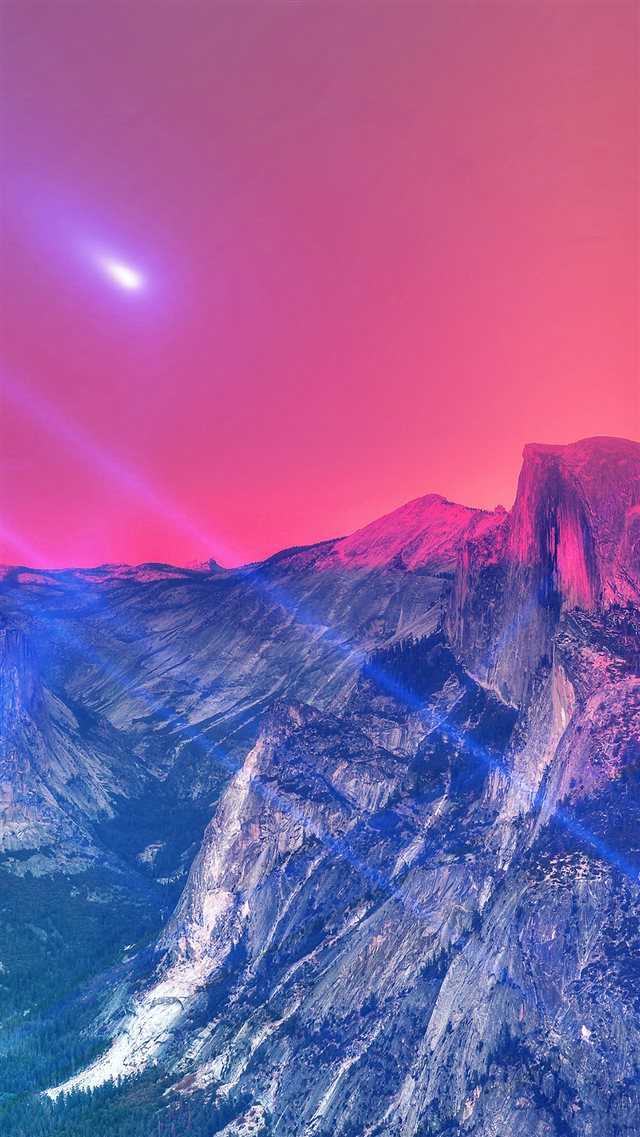 Yosemite Mountain Art Blue Flare Sky Nature iPhone 8 wallpaper 