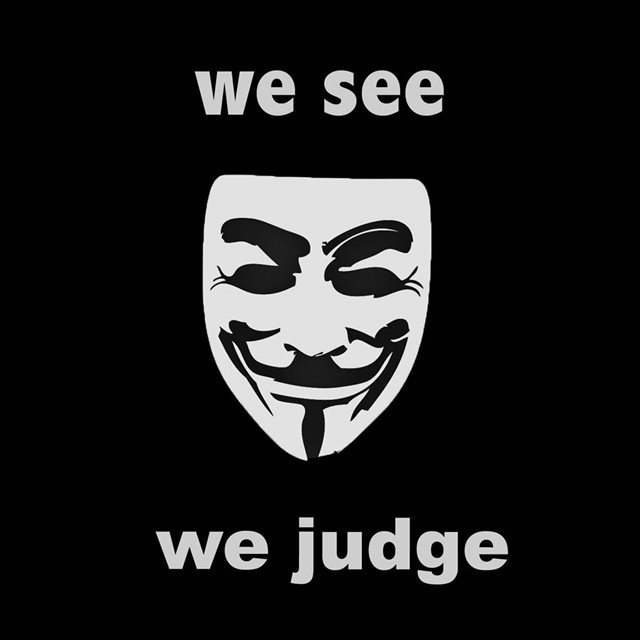 Anonymous We See We Judge Dark Art  iPad wallpaper 