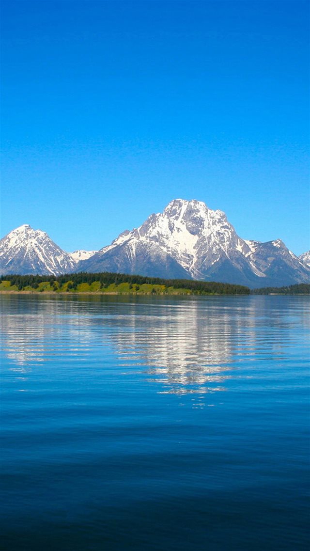 Nature Snowy Mountain Blue Sky Peaceful Lake iPhone 8 wallpaper 