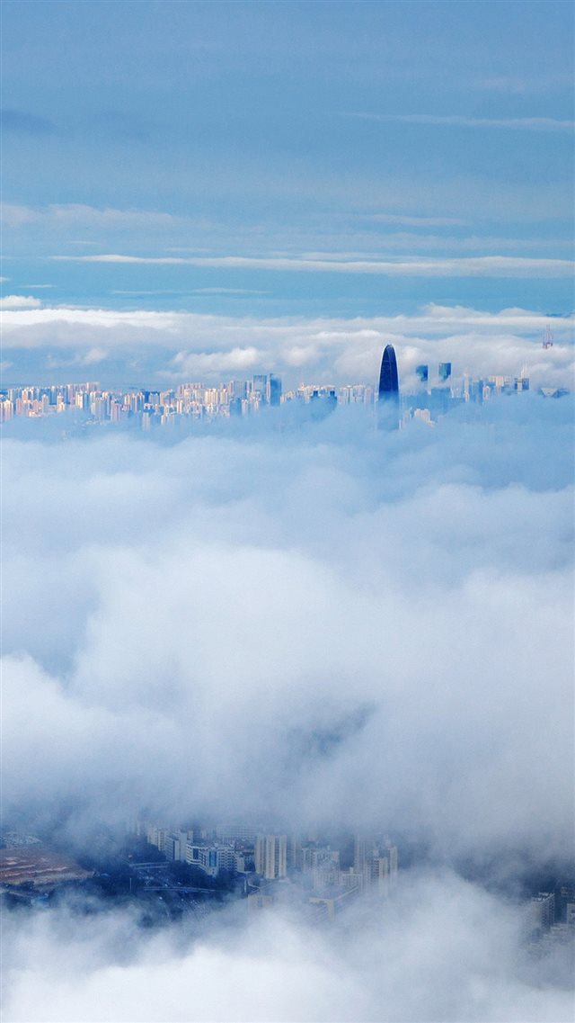 City In Fog Cloud Nature Sky iPhone 8 wallpaper 
