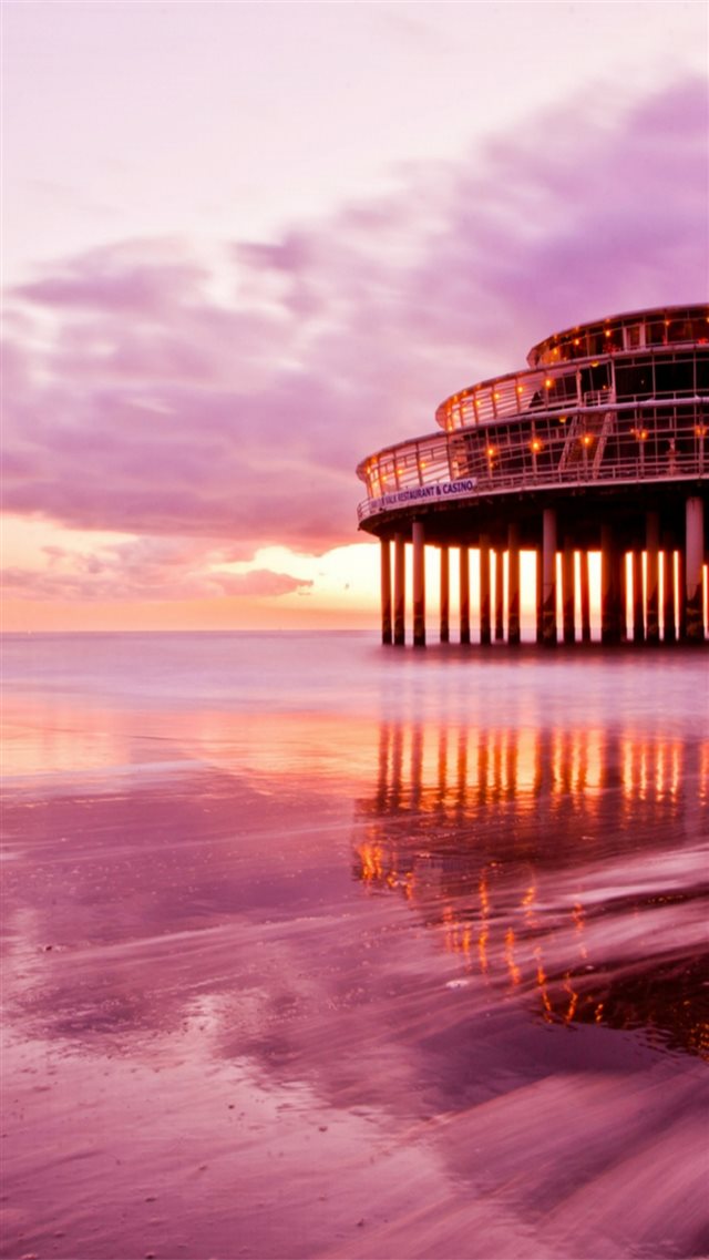 Spectacular Ocean Sunset Beach Architecture Landscape iPhone 8 wallpaper 