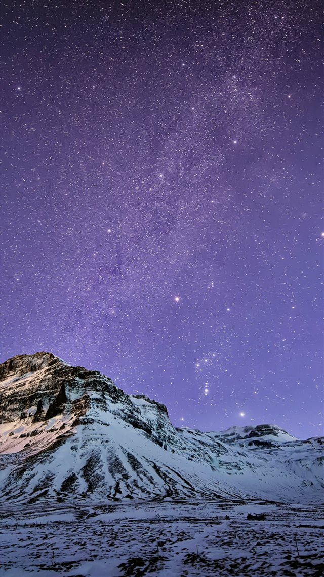 Snow Mountain Starry Outer Space Sky View iPhone 8 wallpaper 