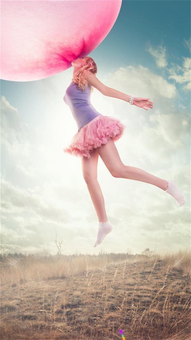 Girl Fly With Balloon iPhone 8 wallpaper 