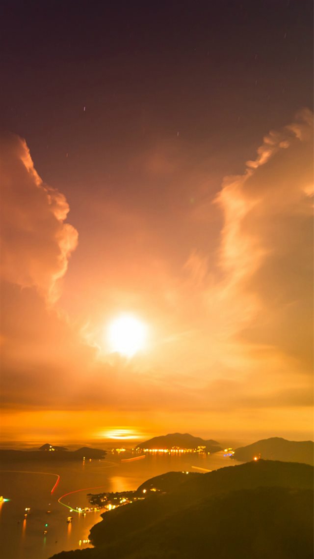 British Night Sunset Lake Sea Mountain Nature iPhone 8 wallpaper 