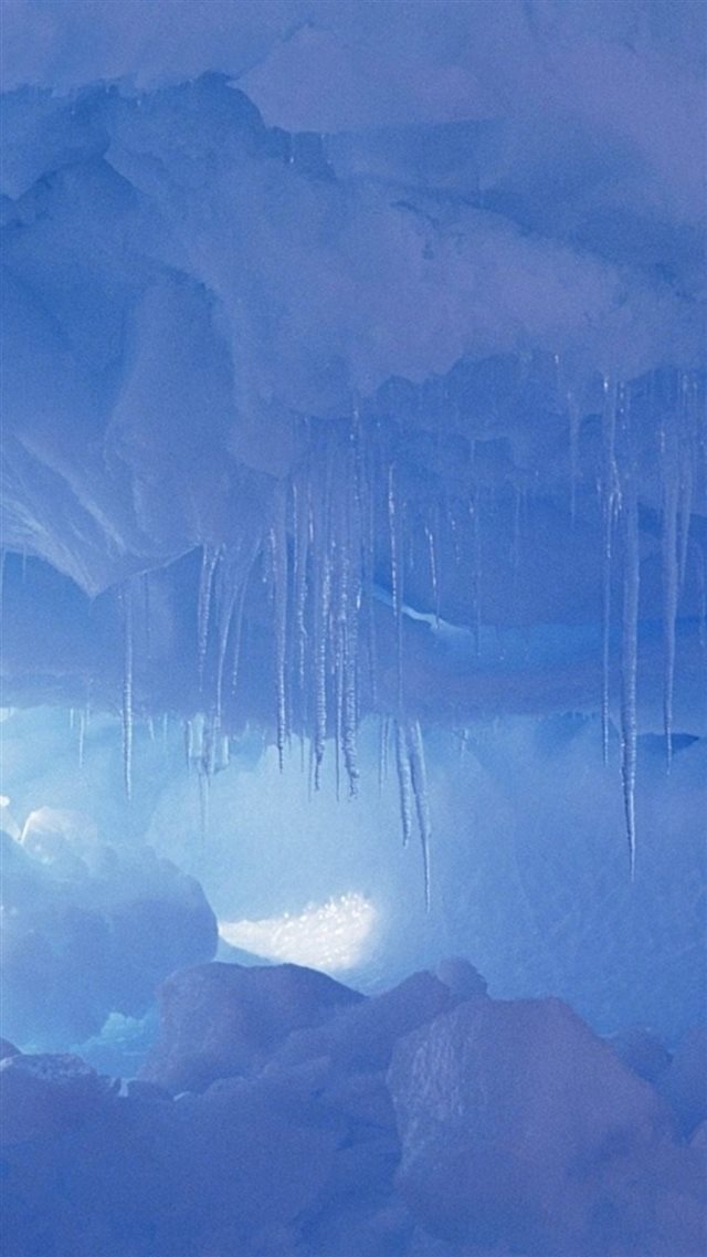 Winter Frozen Icicle Cave iPhone 8 wallpaper 