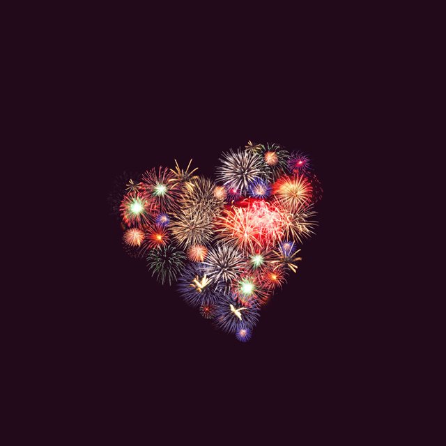 Fireworks Inside Heart Shape iPad wallpaper 