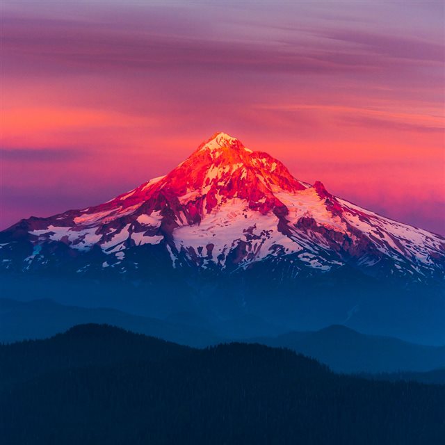 Purple Sunset Snow Mountain iPad wallpaper 