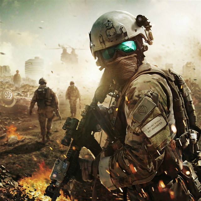 Fighting Soldiers Battle Field iPad wallpaper 