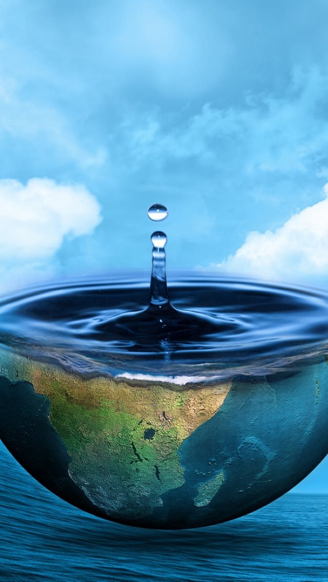 Half Earth Precious Water Source Ocean Skyscape iPhone 8 wallpaper 