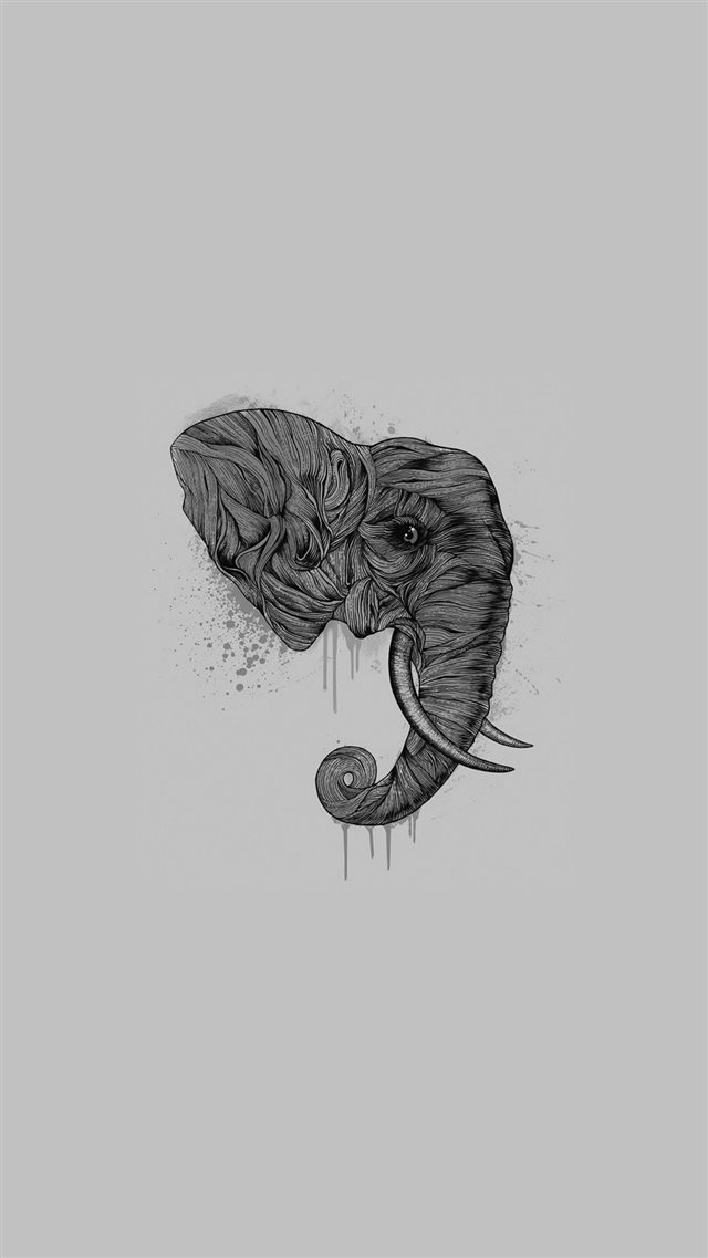 Elephant Art Ddark Illust Drawing Animal iPhone 8 wallpaper 