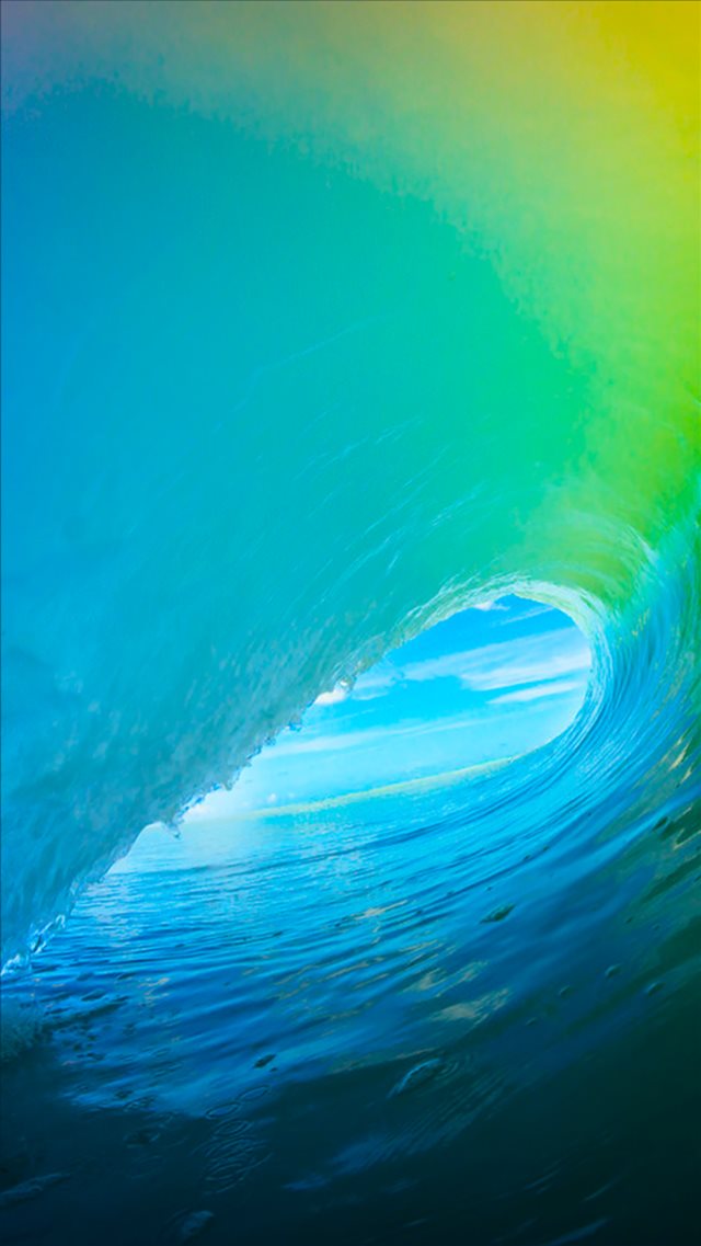 Pure Bright Cyan Ocean Surging Wave Pattern iOS9 Wallpaper iPhone 8 wallpaper 