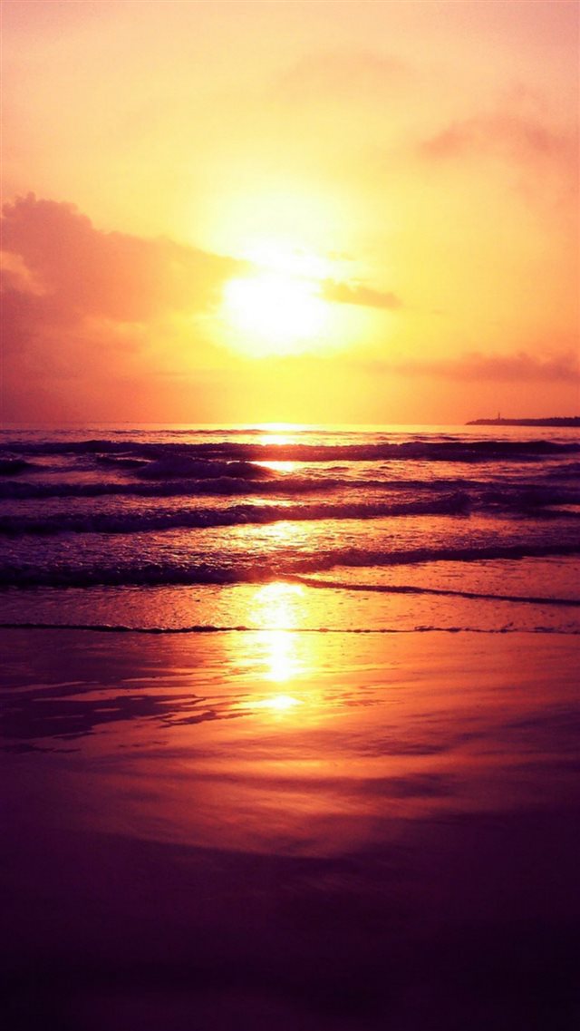 Setting Sun Ocean Beach iPhone 8 wallpaper 