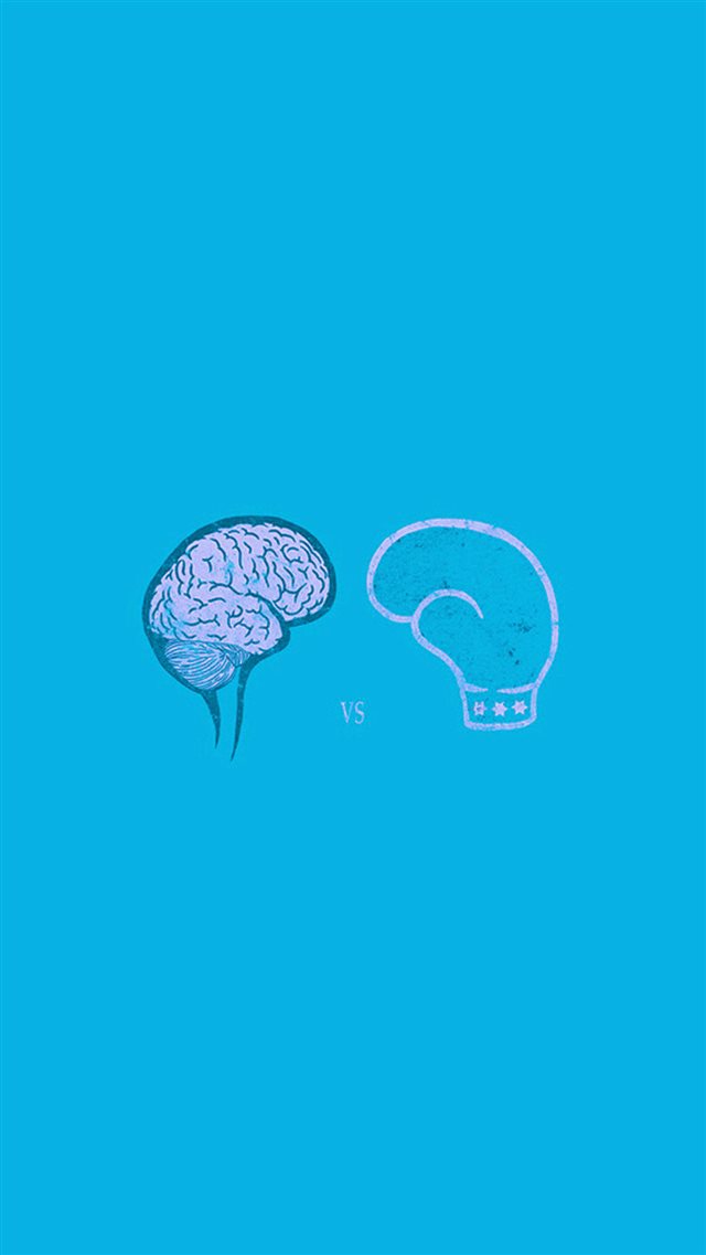 Brain VS Boxing Illust Blue Minimal Art iPhone 8 wallpaper 