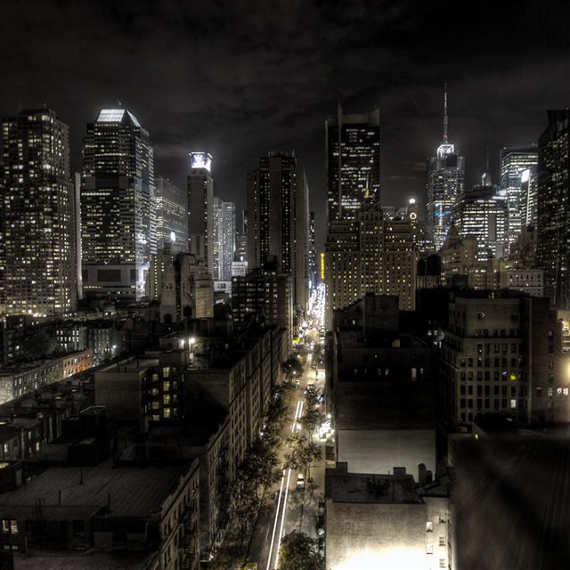 Dark Night City View Landscape iPad wallpaper 