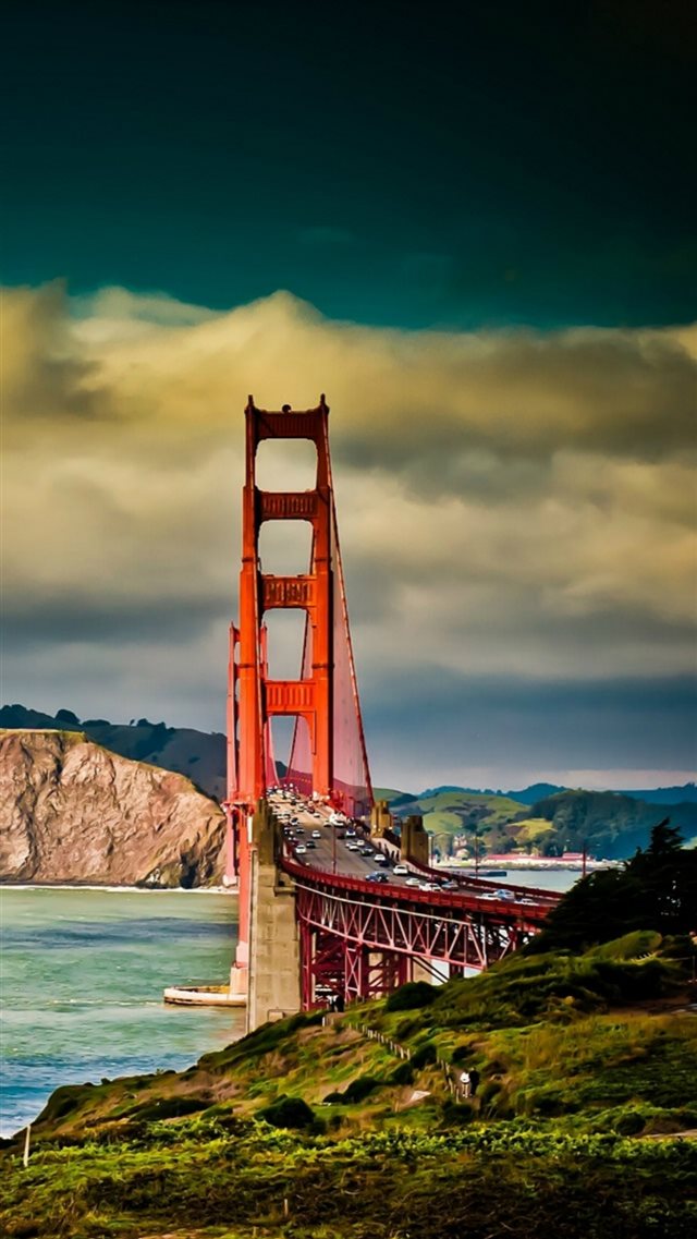 San Francisco Bridge Mountain Landscape iPhone 8 wallpaper 